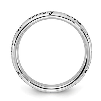 Sterling Silver Stackable Expressions Enameled Lyric Only You Ring — alternate view
