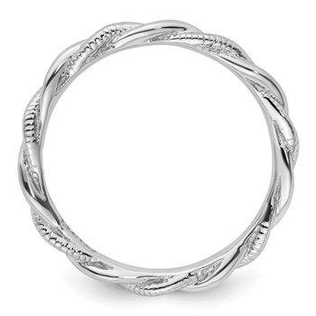 Sterling Silver Stackable Expressions Rhodium-plated Twist Ring — alternate view