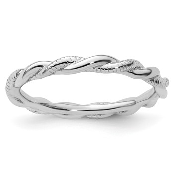 Sterling Silver Stackable Expressions Rhodium-plated Twist Ring