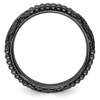 Sterling Silver Stackable Expressions Ruthenium-plated Patterned Ring — alternate view