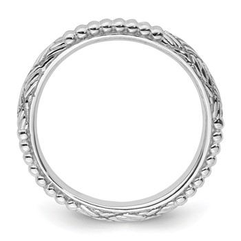 Sterling Silver Stackable Expressions Rhodium-plated Patterned Ring — alternate view