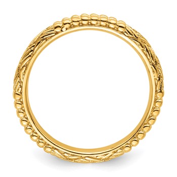 Sterling Silver Stackable Expressions Gold-plated Patterned Ring — alternate view