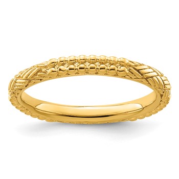 Sterling Silver Stackable Expressions Gold-plated Patterned Ring