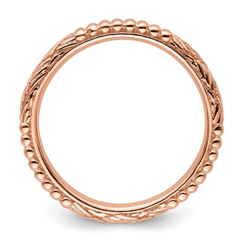 Sterling Silver Stackable Expressions Rose Gold-plated Patterned Ring — alternate view