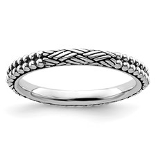 Sterling Silver Stackable Expressions Antiqued Patterned Ring Sterling Silver Stackable Expressions Antiqued Patterned Ring