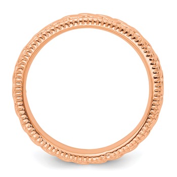 Sterling Silver Stackable Expressions Rose Gold-plated Patterned Ring — alternate view