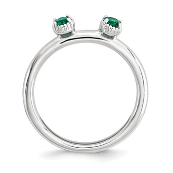 Sterling Silver Stackable Expressions Created Emerald Two Stone Ring — alternate view