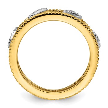 Sterling Silver Stackable Expressions Gold-plated Diamond Jacket Ring — alternate view