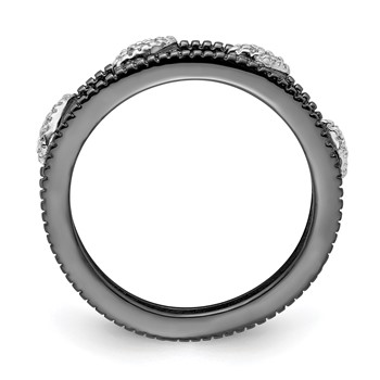 Sterling Silver Stackable Expressions Ruthenium-plated Diamond Jacket Ring — alternate view
