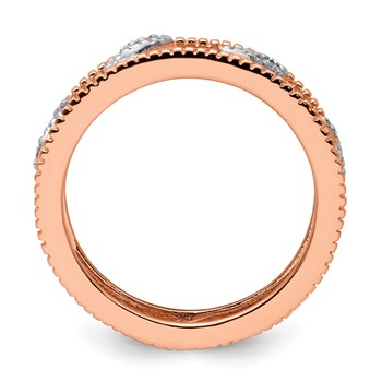 Sterling Silver Stackable Expressions Rose Gold-plated Diamond Jacket Ring — alternate view