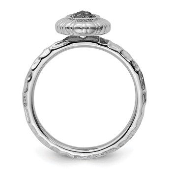 Sterling Silver Stackable Expressions Ruthenium-plated Oval Ring — alternate view