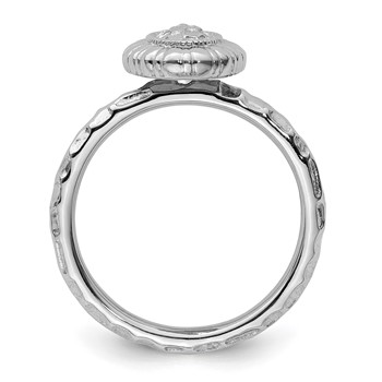 Sterling Silver Stackable Expressions Rhodium-plated Oval Ring — alternate view