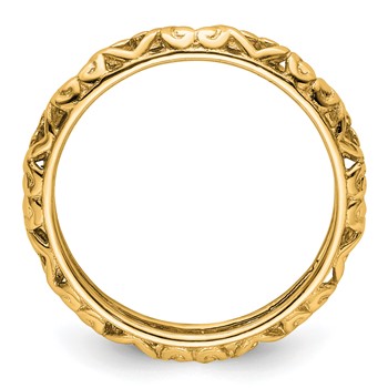 Sterling Silver Stackable Expressions Gold-plated Carved Ring — alternate view