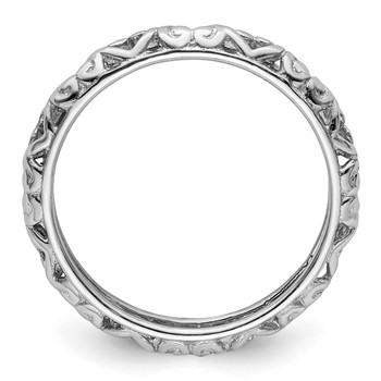 Sterling Silver Stackable Expressions Rhodium Carved Ring — alternate view