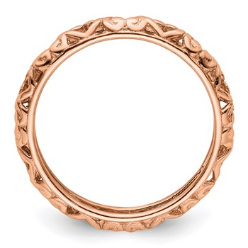 Sterling Silver Stackable Expressions Pink-plated Carved Ring — alternate view