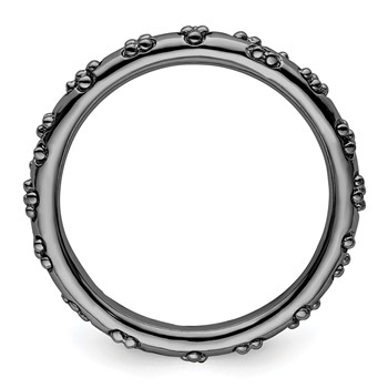 Sterling Silver Stackable Expressions Black-plated Textured Ring — alternate view