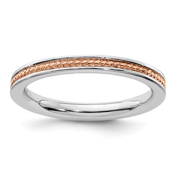Sterling Silver Stackable Expressions Pink-plated Channeled Ring