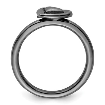 Sterling Silver Stackable Expressions Black-plated Heart Ring — alternate view