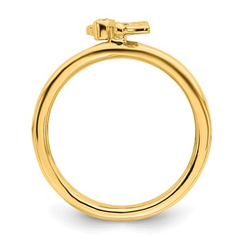 Sterling Silver Stackable Expressions Gold-plated Butterfly w/Diamond Ring — alternate view