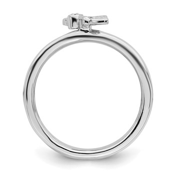 Sterling Silver Stackable Expressions Rhodium Butterfly w/Diamond Ring — alternate view