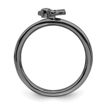 Sterling Silver Stackable Expressions Black-plated Butterfly w/Diamond Ring — alternate view