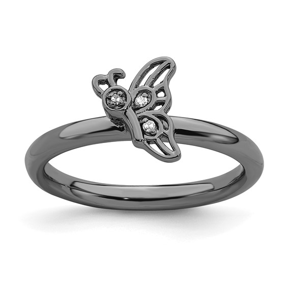 Sterling Silver Stackable Expressions Diamond Butterfly Ring Sterling Silver Stackable Expressions Diamond Butterfly Ring