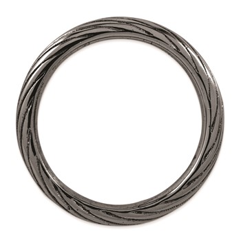 Sterling Silver Stackable Expressions Black-plated Textured Ring — alternate view