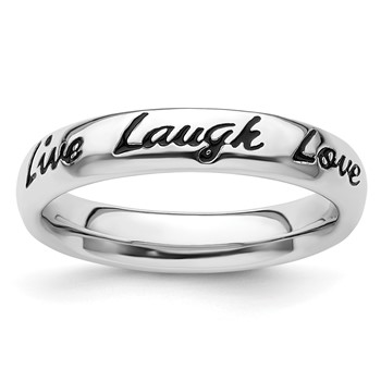 Sterling Silver Stackable Expressions Enamel Live Laugh Love Ring