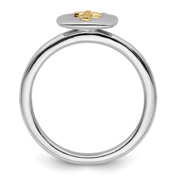 Sterling Silver & 14k Cross Stackable Expressions Diamond Ring — alternate view