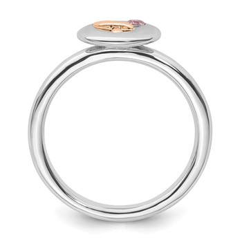 Sterling Silver Stackable Expressions 14k Rose Ribbon Pink Sapphire Ring — alternate view