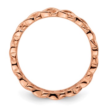 Sterling Silver Stackable Expressions Pink-plated Carved Ring — alternate view