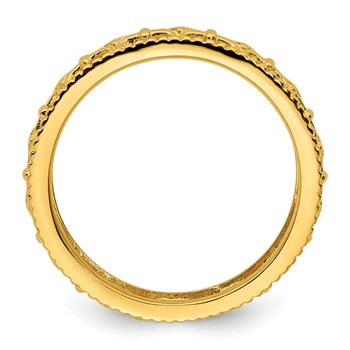 Sterling Silver Stackable Expressions Gold-plated Carved Band — alternate view