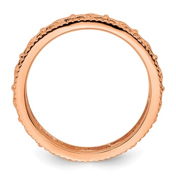 Sterling Silver Stackable Expressions Pink-plated Carved Band — alternate view