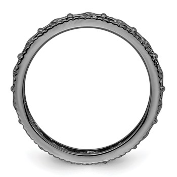 Sterling Silver Stackable Expressions Black-plated Carved Band — alternate view