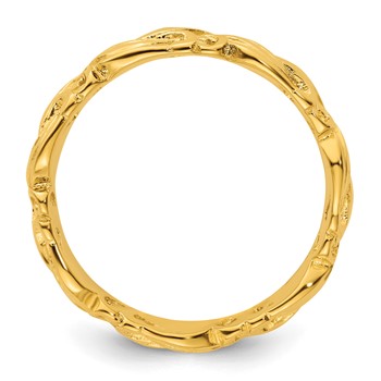 Sterling Silver Stackable Expressions Gold-plated Carved Band — alternate view