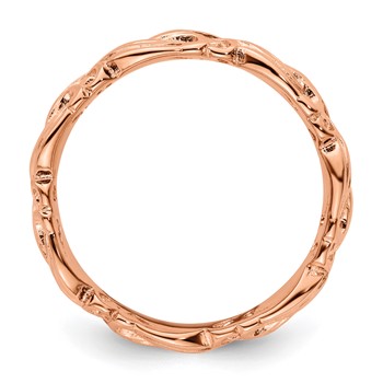 Sterling Silver Stackable Expressions Pink-plated Carved Band — alternate view