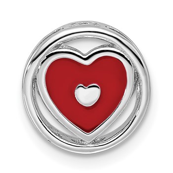 Sterling Silver Stackable Expressions Small Red Enameled Heart Chain Slide