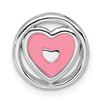 Sterling Silver Stackable Expressions Small Pink Enameled Heart Chain Slide