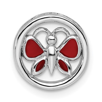 Sterling Silver Stackable Expressions Small Red Butterfly Chain Slide