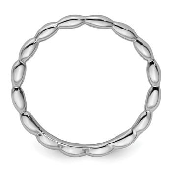 Sterling Silver Stackable Expressions Rhodium Rice Bead Ring — alternate view