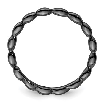 Sterling Silver Stackable Expressions Black-plated Rice Bead Ring — alternate view