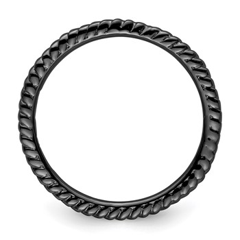 Sterling Silver Stackable Expressions Black-plated Twisted Ring — alternate view