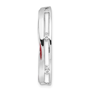 Sterling Silver Stackable Expressions Lg Polished Red Enameled Chain Slide — alternate view