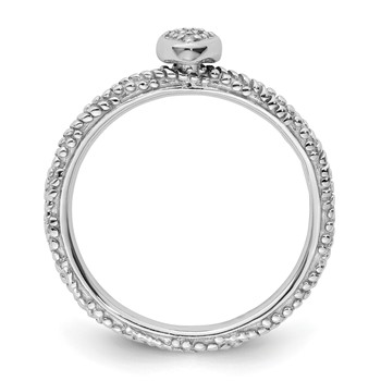 Sterling Silver Diamond Stackable Expressions Textured Heart Ring — alternate view