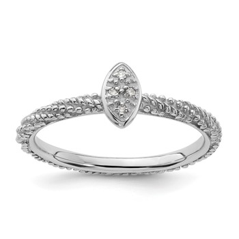 Sterling Silver Diamond Stackable Expressions Textured Ring