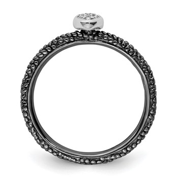 Sterling Silver Diamond Stackable Expressions Ruthenium Plated Heart Ring — alternate view