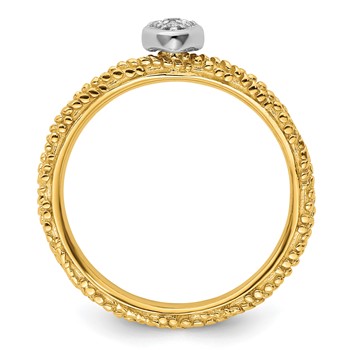 Sterling Silver Diamond Stackable Expressions Yellow Gold Plated Heart Ring — alternate view