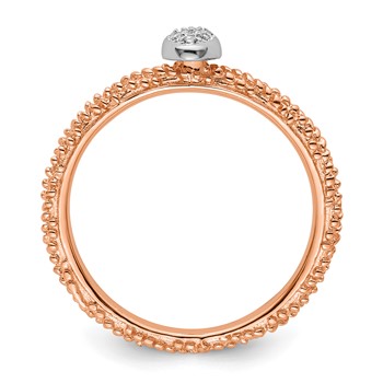 Sterling Silver Diamond Stackable Expressions Rose Gold Plated Ring — alternate view