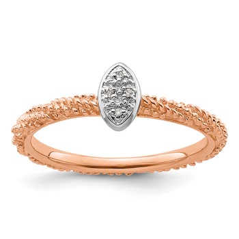 Sterling Silver Diamond Stackable Expressions Rose Gold Plated Ring
