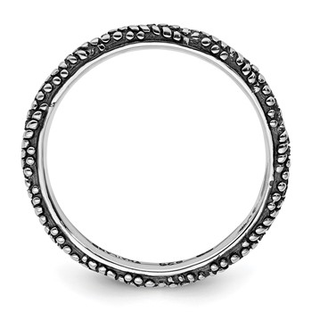 Sterling Silver Stackable Expressions Polished Antiqued Ring — alternate view